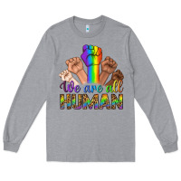Heather Grey We Are All Human Long Sleeve Tee - BundleAndBundleShop