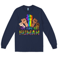Navy We Are All Human Long Sleeve Tee - BundleAndBundleShop