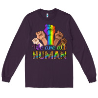 Plum We Are All Human Long Sleeve Tee - BundleAndBundleShop