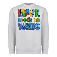 Heather Grey love needs no words autism Heavyweight Sweatshirt - AdoDesignShop