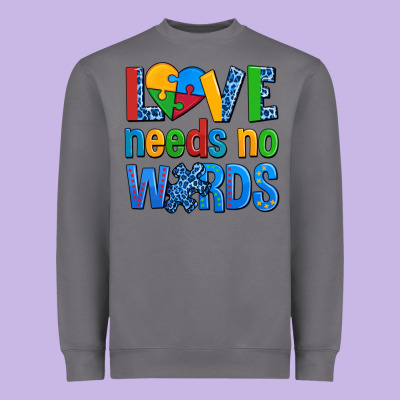 Love Needs No Words Autism Heavyweight Sweatshirt Designed By Adodesignshop
