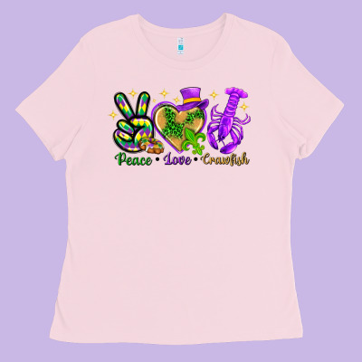 Peace Love Crawfish Ladies Tee Designed By Howdyjamesfarm