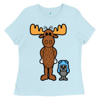 Baby Blue rocky and bullwinkle Ladies Tee - artisFamous