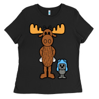 Black rocky and bullwinkle Ladies Tee - artisFamous