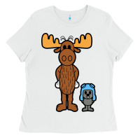 White rocky and bullwinkle Ladies Tee - artisFamous