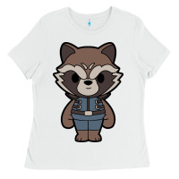 White rocket racoon chibi Ladies Tee - artisFamous