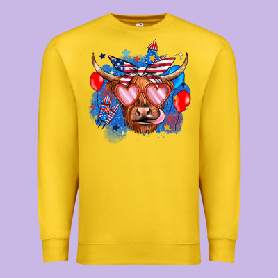 Western America Cow Premium Sweatshirt Designed By Jahusdesignshop
