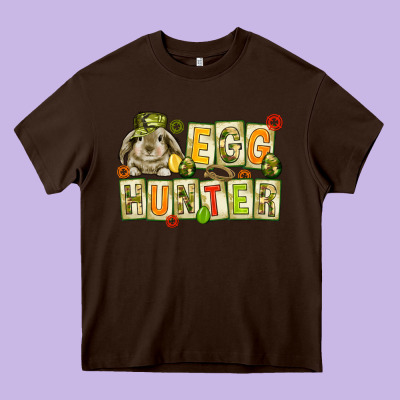 Egg Hunter With Camouflage Plate Letters Easter Heavy Core Tee Designed By Howdyjamesfarm