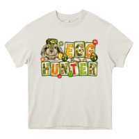 Cream Egg hunter with camouflage plate letters Easter Heavy Core Tee - HowdyJamesFarm