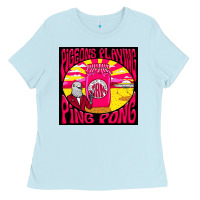 Baby Blue Best Pigeons Playing Ping Pong Music Ladies Tee - artisFamous