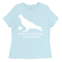 Baby Blue Best Pigeons Playing Ping Pong Music Ladies Tee - artisFamous