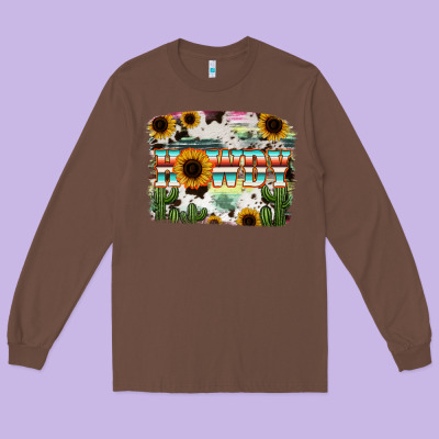 Howdy Serape And Sunflower Long Sleeve Tee Designed By Ranaportraitstore