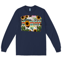 Navy Howdy Serape And Sunflower Long Sleeve Tee - RanaPortraitStore