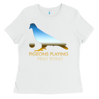 White Best Pigeons Playing Ping Pong Music Ladies Tee - artisFamous