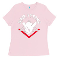 Bubblegum Pink black pyramid Ladies Tee - artisFamous