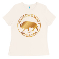 Bone Buffalo Gold Native American - Bison Ladies Tee - artisFamous