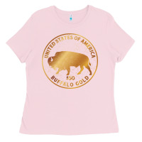 Bubblegum Pink Buffalo Gold Native American - Bison Ladies Tee - artisFamous