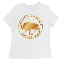 White Buffalo Gold Native American - Bison Ladies Tee - artisFamous