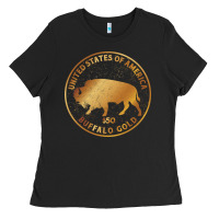 Black Buffalo Gold Native American - Bison Ladies Tee - artisFamous