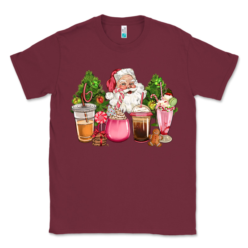 Pink Christmas Santa Coffe Cups Classic Tee by CowGirlArtShop | Teevron