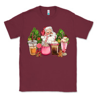 Burgundy pink christmas santa coffe cups Classic Tee - CowGirlArtShop