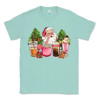 Seafoam pink christmas santa coffe cups Classic Tee - CowGirlArtShop