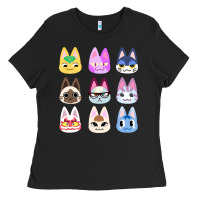 Black animal crossing cute cats animal crossing new horizons Ladies Tee - artisFamous