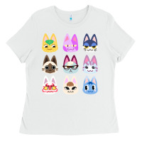 White animal crossing cute cats animal crossing new horizons Ladies Tee - artisFamous