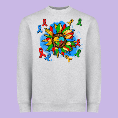 Autism Sunflower Ribbon Heavyweight Sweatshirt Designed By Adodesignshop