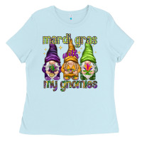 Baby Blue Mardi Gras with my gnomies Ladies Tee - HowdyJamesFarm