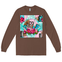 Chestnut nail tools and polish with flowers and tooled leather seamless pattern Long Sleeve Tee - BundleAndBundleShop