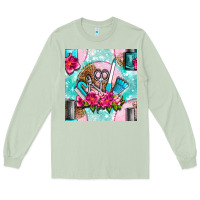 Matcha nail tools and polish with flowers and tooled leather seamless pattern Long Sleeve Tee - BundleAndBundleShop