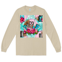 Mushroom nail tools and polish with flowers and tooled leather seamless pattern Long Sleeve Tee - BundleAndBundleShop