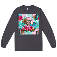 Smoke nail tools and polish with flowers and tooled leather seamless pattern Long Sleeve Tee - BundleAndBundleShop