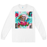 White nail tools and polish with flowers and tooled leather seamless pattern Long Sleeve Tee - BundleAndBundleShop