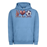 Pigment Pebble Blue peace love soccer Urban Hoodie - JahusDesignShop