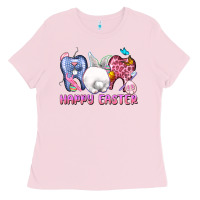 Bubblegum Pink Happy Easter Dental Easter Day Ladies Tee - CowGirlArtShop