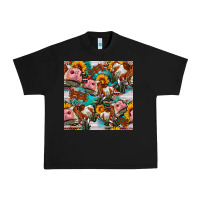 Black cow with aztec and sunflowers seamless pattern Urban Heavy Tee - FaDigitalArtStudio
