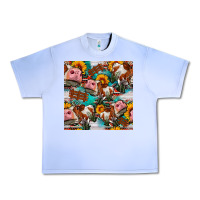 Grape Ice cow with aztec and sunflowers seamless pattern Urban Heavy Tee - FaDigitalArtStudio