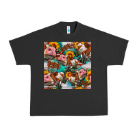 Pigment Black cow with aztec and sunflowers seamless pattern Urban Heavy Tee - FaDigitalArtStudio
