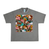 Tornado cow with aztec and sunflowers seamless pattern Urban Heavy Tee - FaDigitalArtStudio