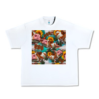 White cow with aztec and sunflowers seamless pattern Urban Heavy Tee - FaDigitalArtStudio