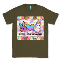 Army Green peace loeve unicorns Classic Tee - CowGirlArtShop