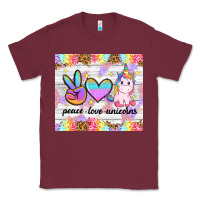 Burgundy peace loeve unicorns Classic Tee - CowGirlArtShop