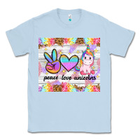 Dusty Blue peace loeve unicorns Classic Tee - CowGirlArtShop