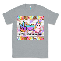 Heather Grey peace loeve unicorns Classic Tee - CowGirlArtShop