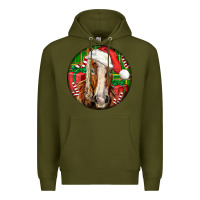 Army Green Belgian Horse  Christmas Premium Hoodie - LillyAllenDesigns