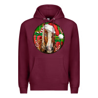 Burgundy Belgian Horse  Christmas Premium Hoodie - LillyAllenDesigns