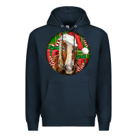 Navy Belgian Horse  Christmas Premium Hoodie - LillyAllenDesigns