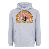 Heather Grey back to school rainbow hello first grade Heavyweight Hoodie - AdoDesignShop